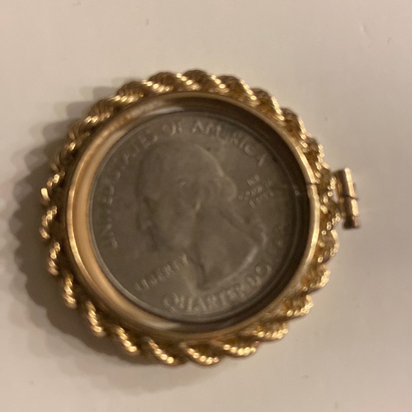 14k solid yellow gold rope coin holder - Picture 6 of 6